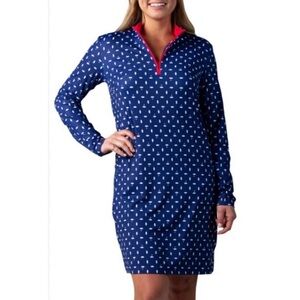 SanSoleil Long Sleeve Deauville Navy Blue Mock Dress SPF 50 Women’s Size L